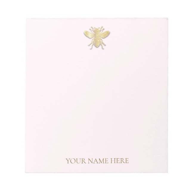 Personalised Golden Honey Bee Notepad (Front)