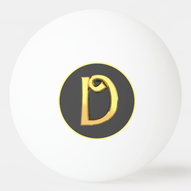 Personalised Golden Letter D Ping Pong Ball (Front)