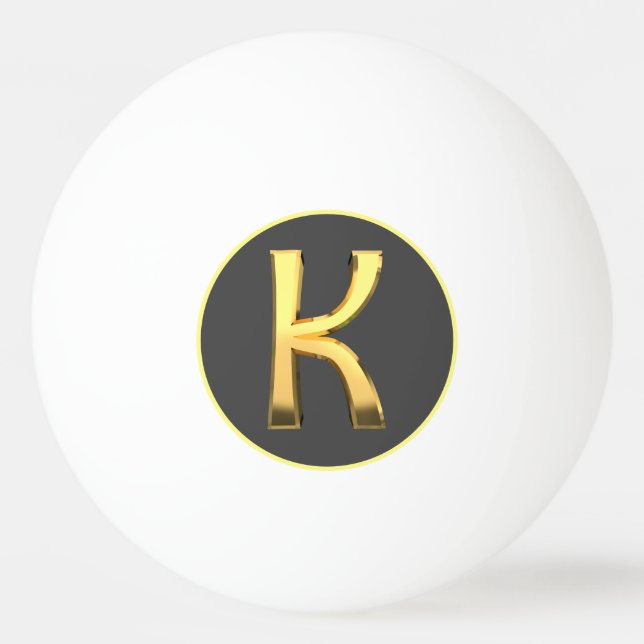 Personalised Golden Letter K Ping Pong Ball (Front)