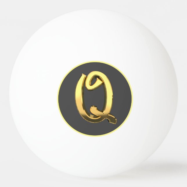Personalised Golden Letter Q Ping Pong Ball (Front)