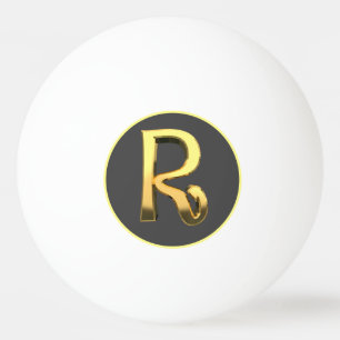 Personalised Golden Letter R Ping Pong Ball