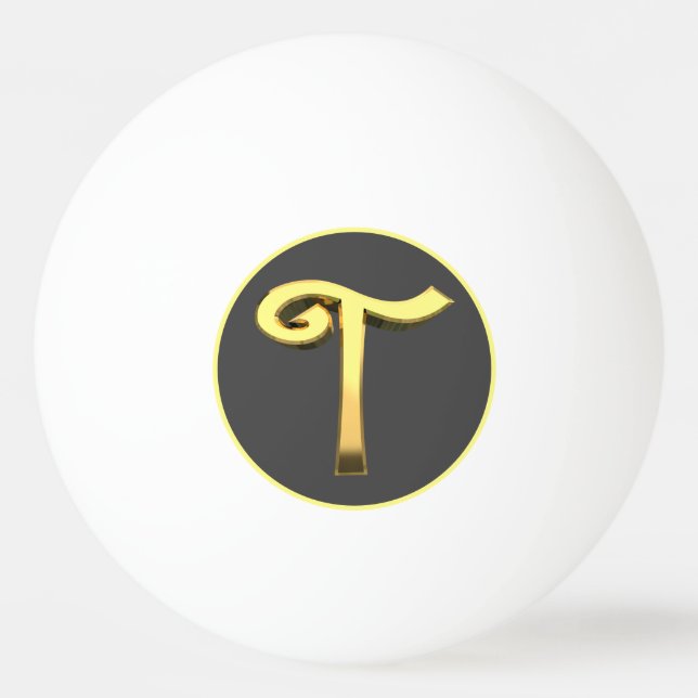 Personalised Golden Letter T Ping Pong Ball (Front)