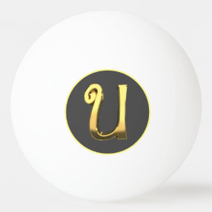 Personalised Golden Letter U Ping Pong Ball