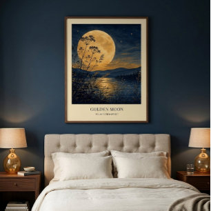 Personalised Golden Moon Reflection Art Poster