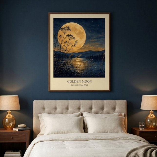 Personalised Golden Moon Reflection Art Poster (Creator Uploaded)