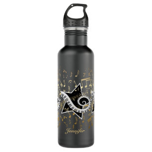 Personalised Golden musical notes Star 710 Ml Water Bottle