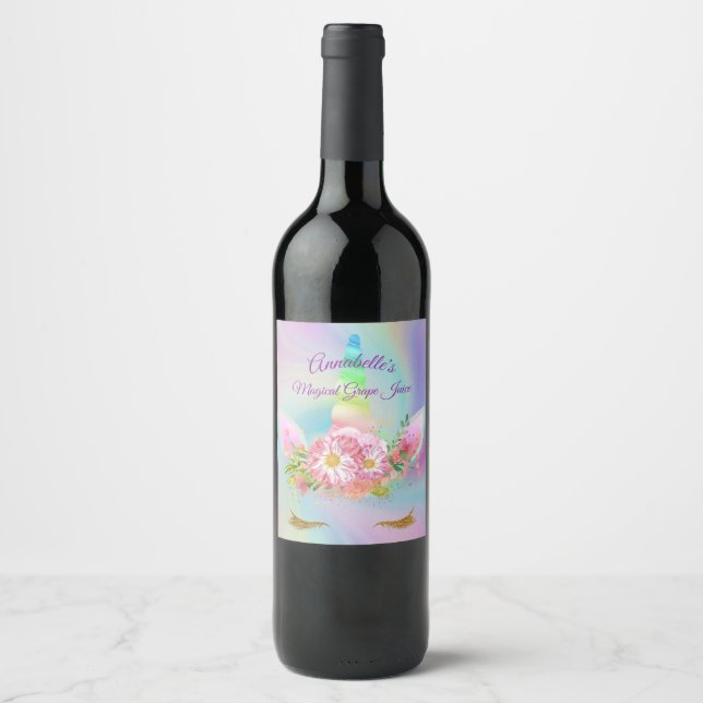 Personalised Golden Rainbow Unicorn Juice Label (Front)
