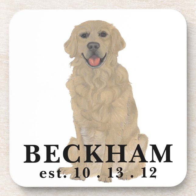 Personalised Golden Retriever Dog Beverage Coast Coaster (Front)