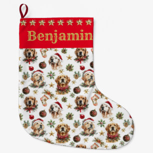 Personalised Golden Retriever Dog Christmas Stocki Large Christmas Stocking