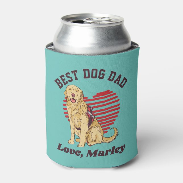 Personalised Golden Retriever Dog Dad Custom Text Can Cooler (Can Front)