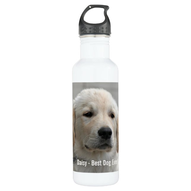 Personalised Golden Retriever Dog Photo and Name 710 Ml Water Bottle (Front)