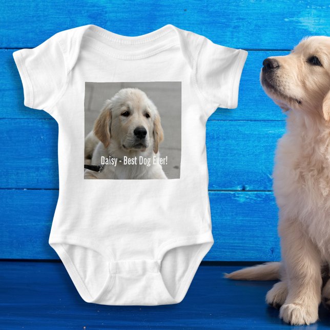 Personalised Golden Retriever Dog Photo and Name Baby Bodysuit (Creator Uploaded)