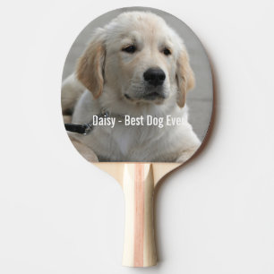 Personalised Golden Retriever Dog Photo and Name Ping Pong Paddle