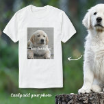 Personalised Golden Retriever Dog Photo and Name T-Shirt<br><div class="desc">Personalise this Golden Retriever Dog keepsake with your dog's or puppy's photo and name (or other pet or person's photo/name). Text reads "Best Dog Ever" or add your own text - We love Daisy (your dog's name), dog's birthday or day of passing. Just click on "customise" to add your personalised...</div>