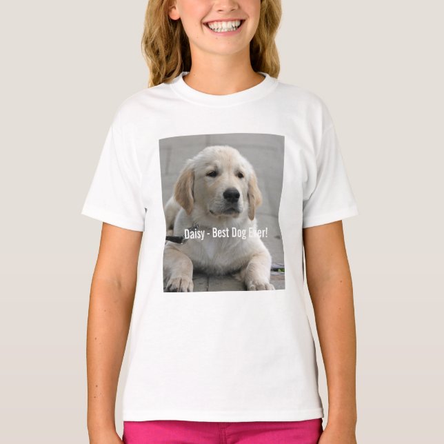 Personalised Golden Retriever Dog Photo and Name T-Shirt (Front)
