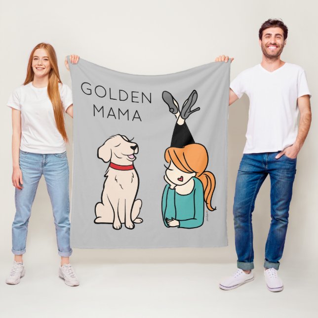Personalised Golden Retriever Mama Fleece Blanket (In Situ)