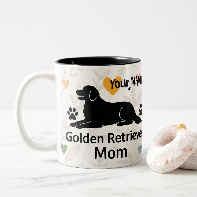 Personalised Golden Retriever Mum Mug  Custom Name (With Donut)
