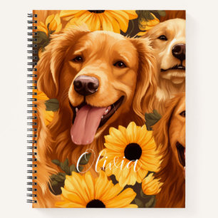 Personalised Golden Retriever Puppy Dog  Notebook