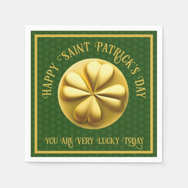 Personalised Golden Shamrock St. Patrick's Day Napkin (Front)