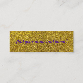 Personalised golden sparkling glitter calling card