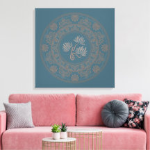 Personalised Golden Teal Rococo Lotus Dot Mandala