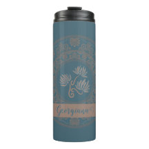 Personalised Golden Teal Rococo Lotus Dot Mandala