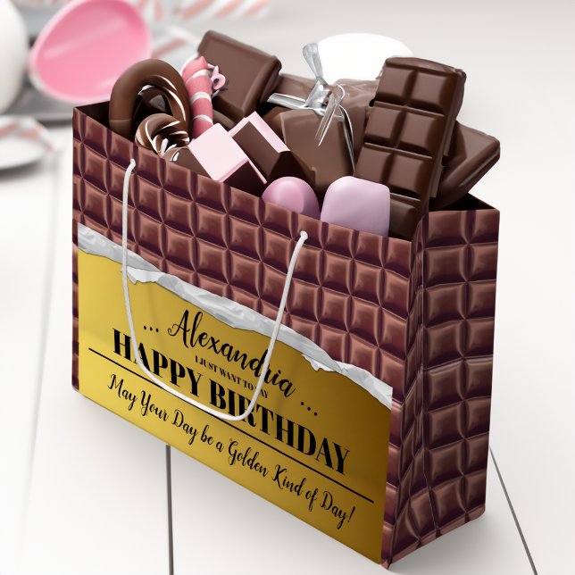 Personalised Golden Ticket Chocolate Bar Birthday Large Gift Bag (Creator Uploaded)