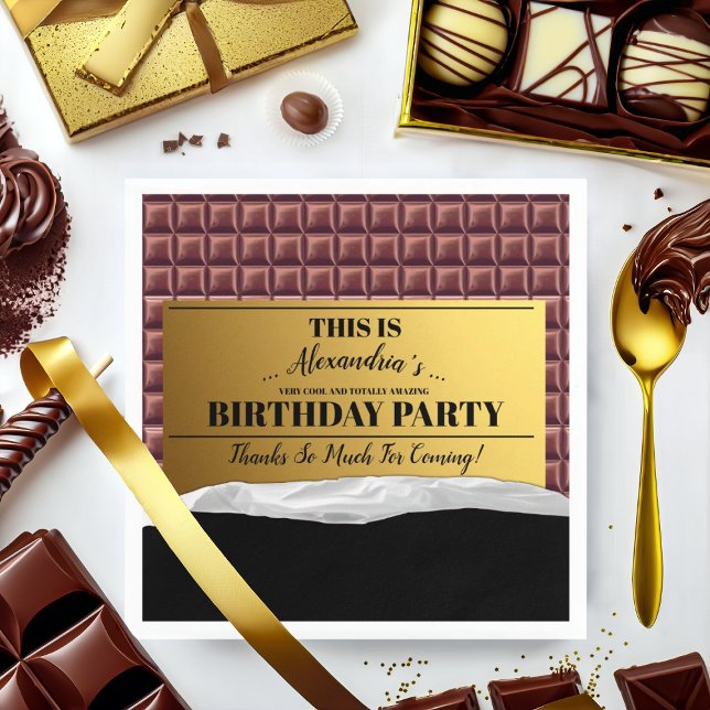 Personalised Golden Ticket Chocolate Party Napkin (Creator Uploaded)