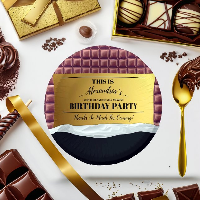 Personalised Golden Ticket Chocolate Party Paper Plate (Creator Uploaded)
