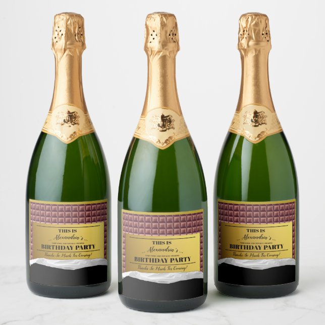 Personalised Golden Ticket Chocolate Party Sparkling Wine Label (Bottles)