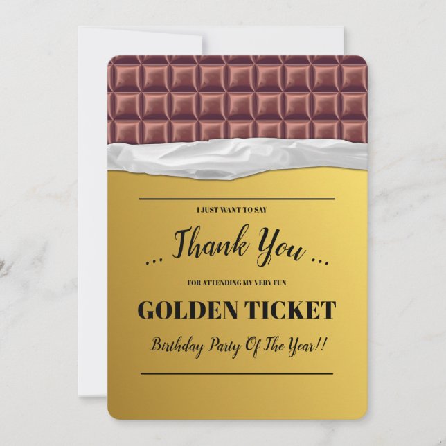 Personalised Golden Ticket Chocolate Thank You Card (Front)