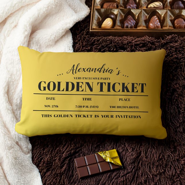 Personalised Golden Ticket  Lumbar Cushion (Creator Uploaded)