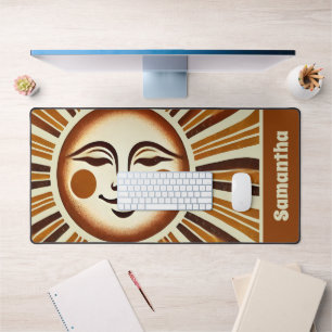 Personalised Golden Vintage Boho Sun Gift Desk Mat