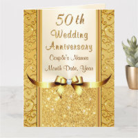 Personalised Golden Wedding Anniversary Cards, BIG