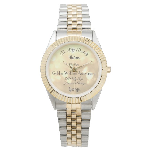 Personalised Golden Wedding Anniversary Watch (Front)
