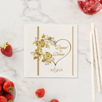 Personalised Golden Wedding Napkins