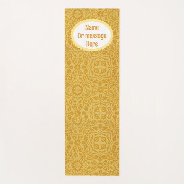 Personalised Golden Yellow William Morris Floral  Yoga Mat (Front)