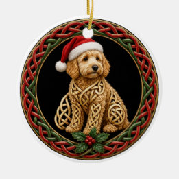 Personalised Goldendoodle Celtic Knot Christmas Ceramic Tree Decoration