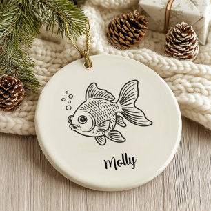 Personalised Goldfish Christmas Ceramic Tree Decoration