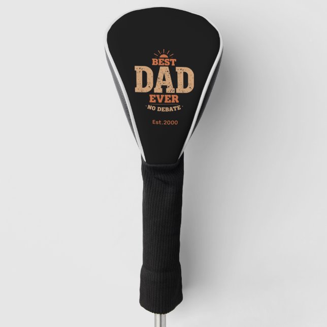 Personalised Golf Accessories, Best Dad Ever Gift Head Cover (Front)