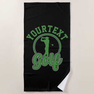 Personalised Golf ADD NAME Retro Pro Golfer Swing Beach Towel