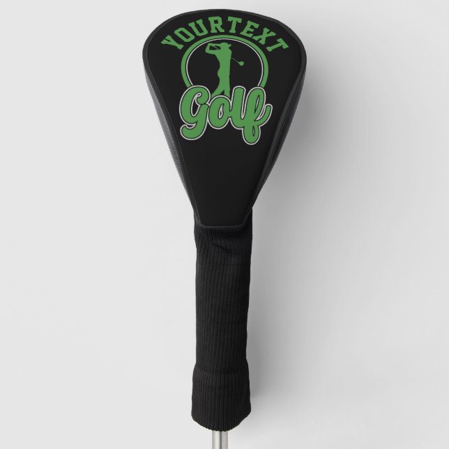 Personalised Golf ADD NAME Retro Pro Golfer Swing Golf Head Cover (Front)