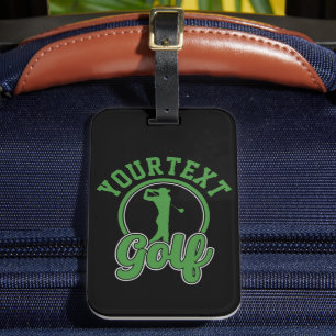 Personalised Golf ADD NAME Retro Pro Golfer Swing Luggage Tag