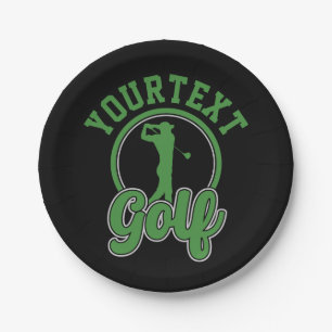 Personalised Golf ADD NAME Retro Pro Golfer Swing Paper Plate