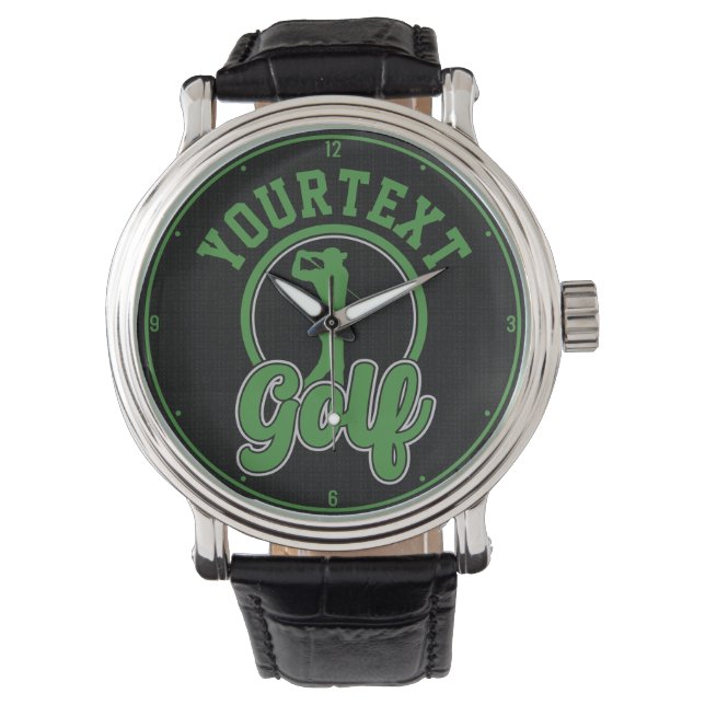 Personalised Golf ADD NAME Retro Pro Golfer Swing Watch (Front)