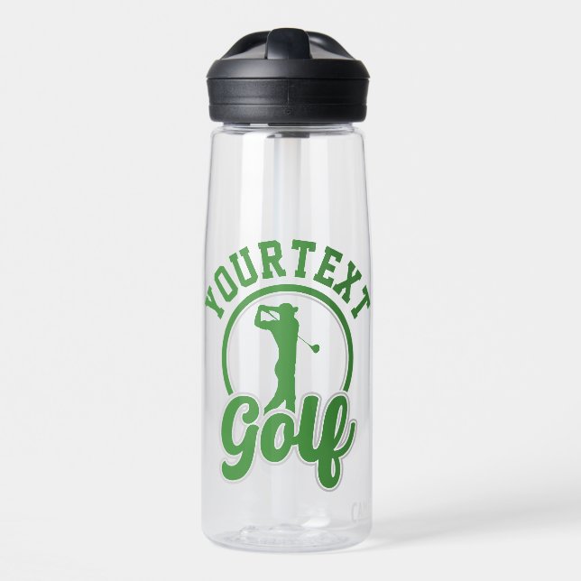 Personalised Golf ADD NAME Retro Pro Golfer Swing Water Bottle (Front)