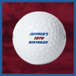 Personalised Golf Ball, 70th Birthday Golf Balls<br><div class="desc">This personalised name golf ball is a great gift for your favourite golfer's 70th Birthday!  Now lost balls can easily be identified and returned. Text is blue and deep burgundy red - you can easily change it. Golfers will love it! All Rights Reserved © 2024 Alan & Marcia Socolik.</div>