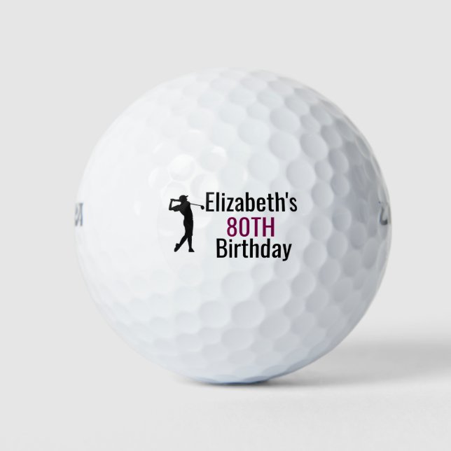 Personalised Golf Ball, 80th Birthday Golf Balls (Front)