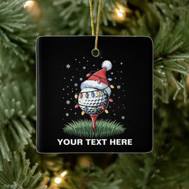 Personalised Golf Ball Christmas Tree Santa Hat  Ceramic Ornament (Tree)