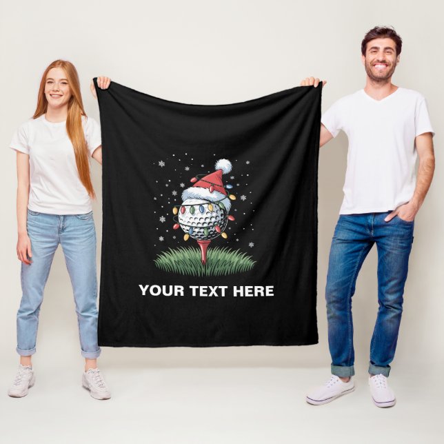 Personalised Golf Ball Christmas Tree Santa Hat  Fleece Blanket (In Situ)